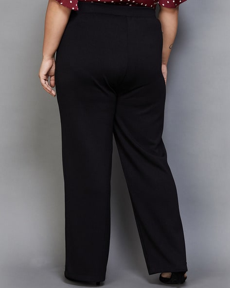 Buy Dark Pink Women Plus Size Pants With Printed Border Online - W for Woman