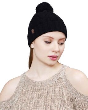 bharatasya Women Knitted Pom Pom Beanie Cap-picture-27