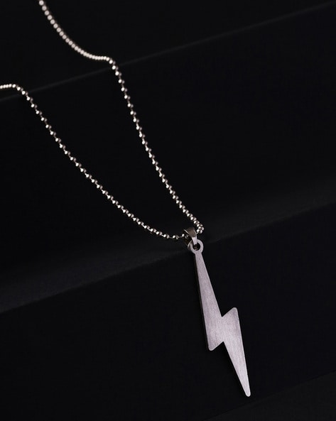 Buy VIRAASI Unisex Silver-Plated Lightning Bolt Flash Pendant with Box  Chain online
