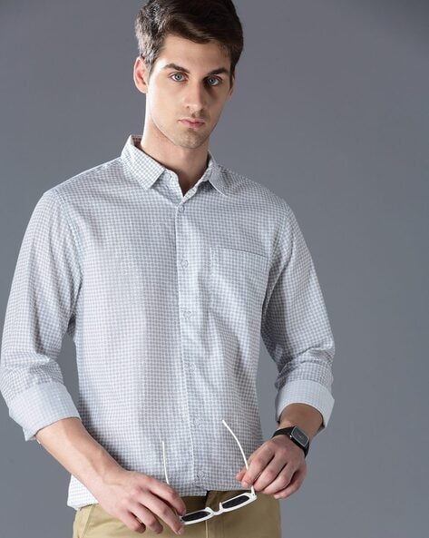 Men Geometric Print Slim Fit Shirt