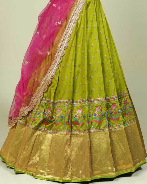 Heavy Pakistani Designer Pista Green Silk Bridal Lehenga Choli For Women |  eBay