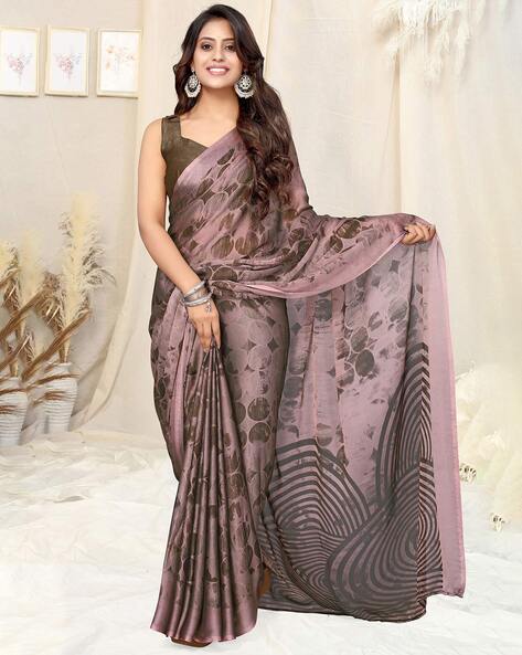 MIRCHI FASHION Beige & Red Floral Print Saree With Unstitched Blouse Piece