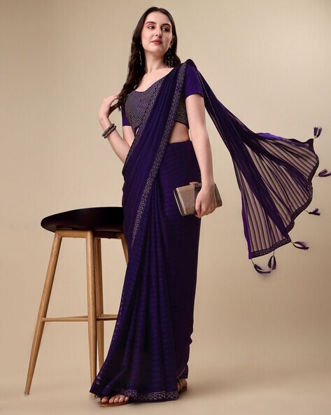 Buy Naishu Trendz Woven, Embellished, Floral Print, Solid/Plain Kanjivaram  Pure Silk, Art Silk Purple Sarees Online @ Best Price In India |  Flipkart.com