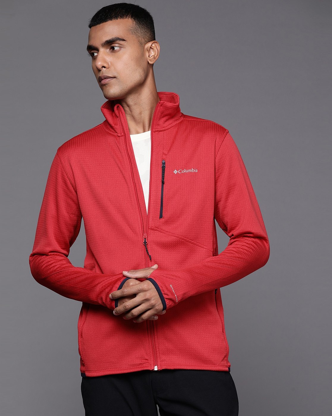 Men's columbia red store fleece jacket