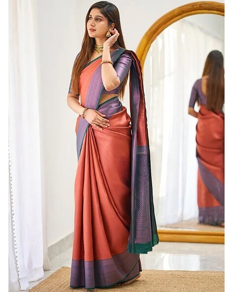 Buy Peach Sarees for Women by Saree mall Online | Ajio.com