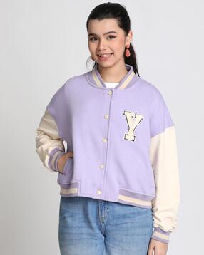 li'l tomatoes Girls Colourblock Bomber Jacket with Slip Pockets-picture-14