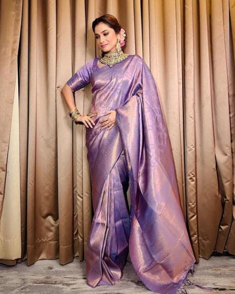 Buy PURPLE Sarees for Women by Indie Picks Online