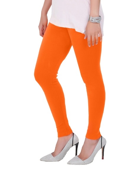 Buy online Orange Solid Ankle Length Leggings from Capris & Leggings for  Women by Mad Colors for ₹399 at 60% off | 2024 Limeroad.com