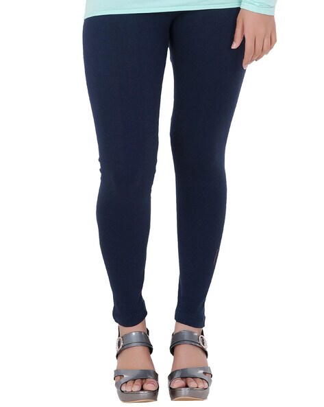 Frenchtrendz | Buy Frenchtrendz Viscose Spandex Ink Blue Ankle Leggings  Online