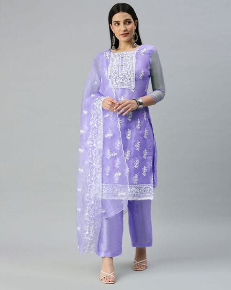 Women Embroidered Unstitched Dress Material Price in India