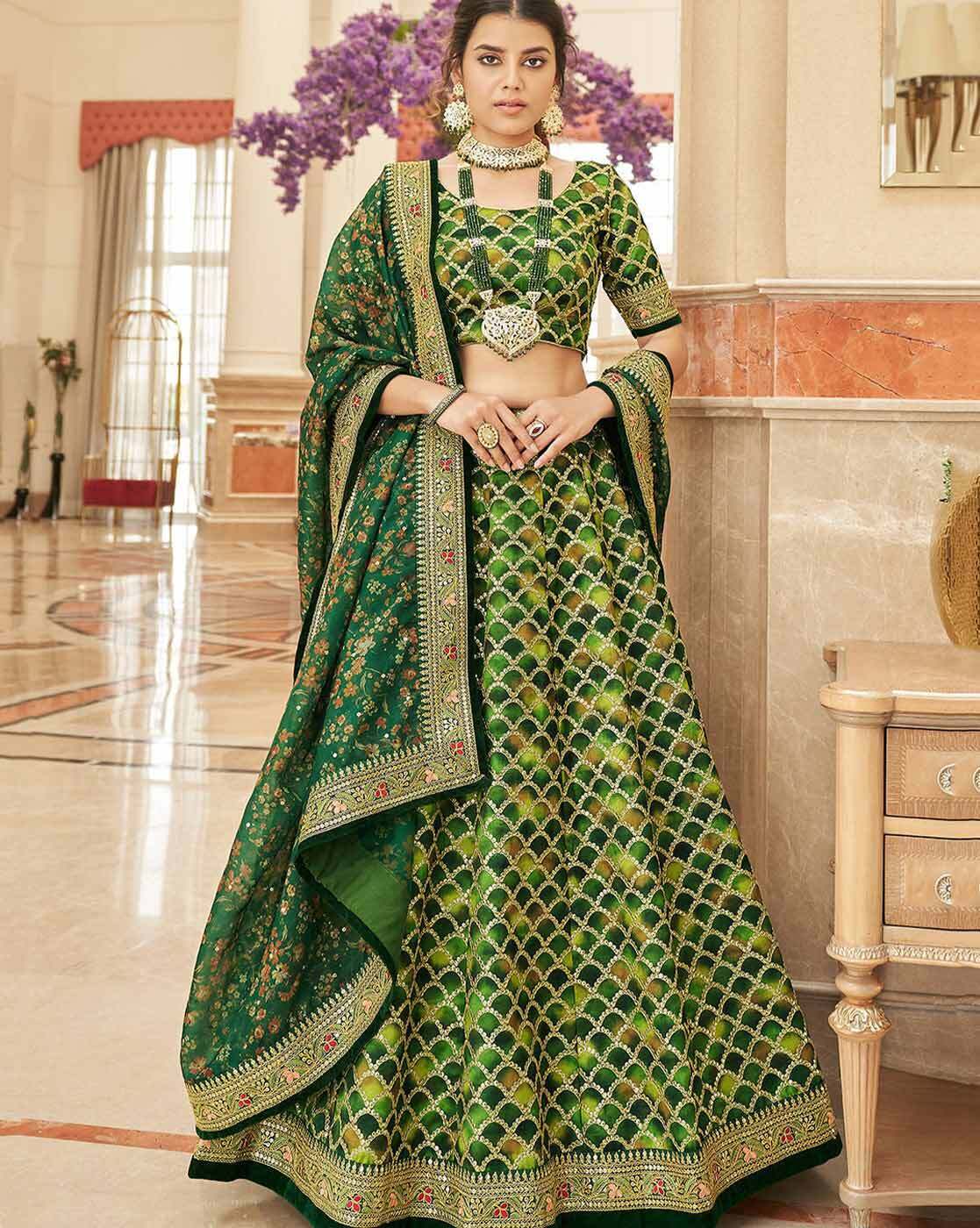 Buy Green Lehenga Choli Sets for Women by Fabpixel Online