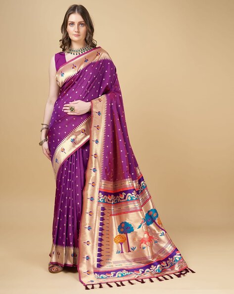 Buy Green and Purple Kanjivaram Silk Classic Saree with Weaving and Zari  Work for Ceremonial Online : 279695 -