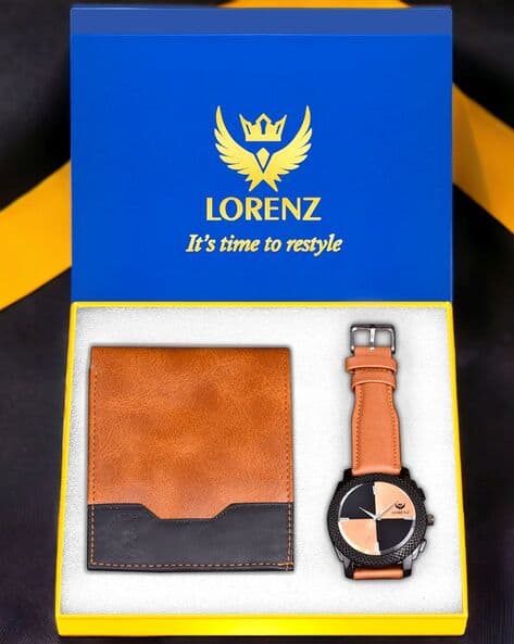 LORENZ CM-409WL-22 Water-Resistant Analogue Watch & Wallet Set