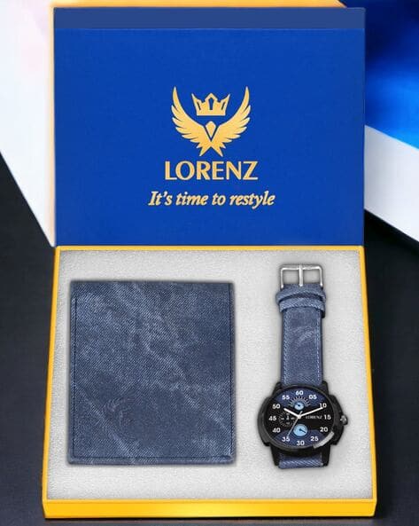 LORENZ CM-105WL-05 Water-Resistant Analogue Watch & Wallet Set