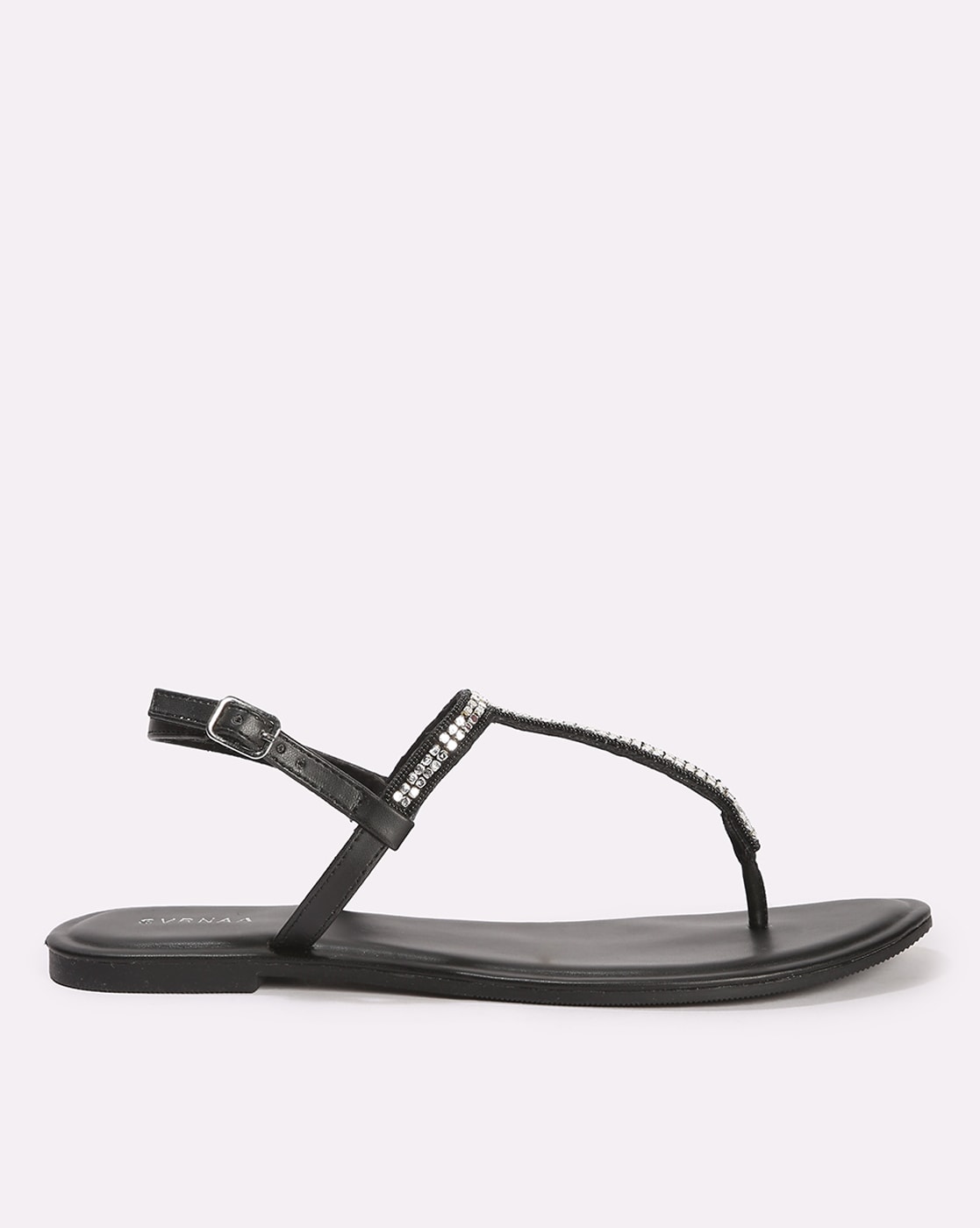Shoe Land Monday-Women's Open Toe One Band Ankle Strap Flat Sandals (Black)