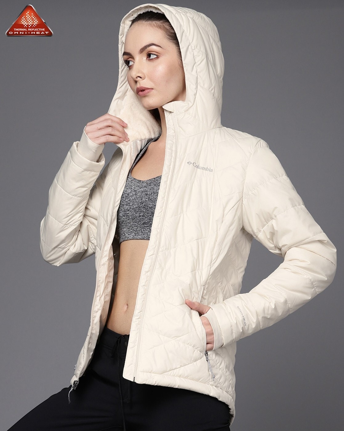 Columbia white store out hooded jacket