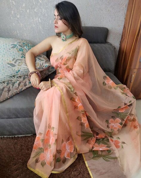 Buy Off White Sarees for Women by Ri-wah Online | Ajio.com