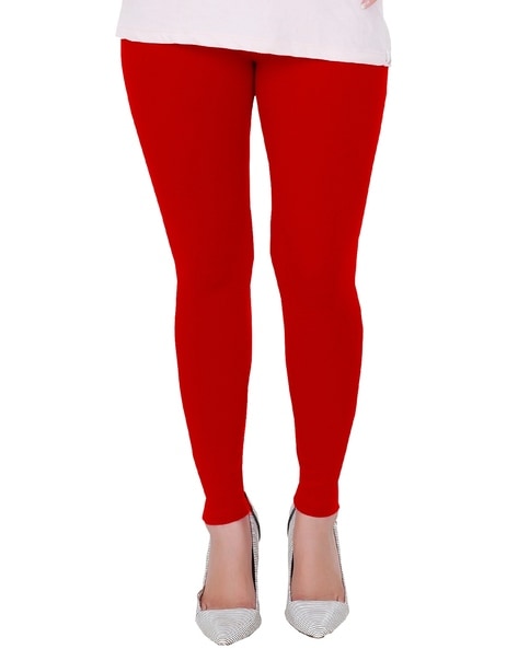 Ankle Fit Mixed Cotton with Spandex Stretchable Leggings Maroon