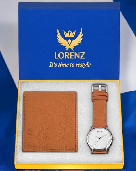 LORENZ CM-1055WL-TAN Water-Resistant Analogue Watch & Wallet Set