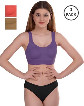 Set of 3 Seamless Sports Bras - Multicolour