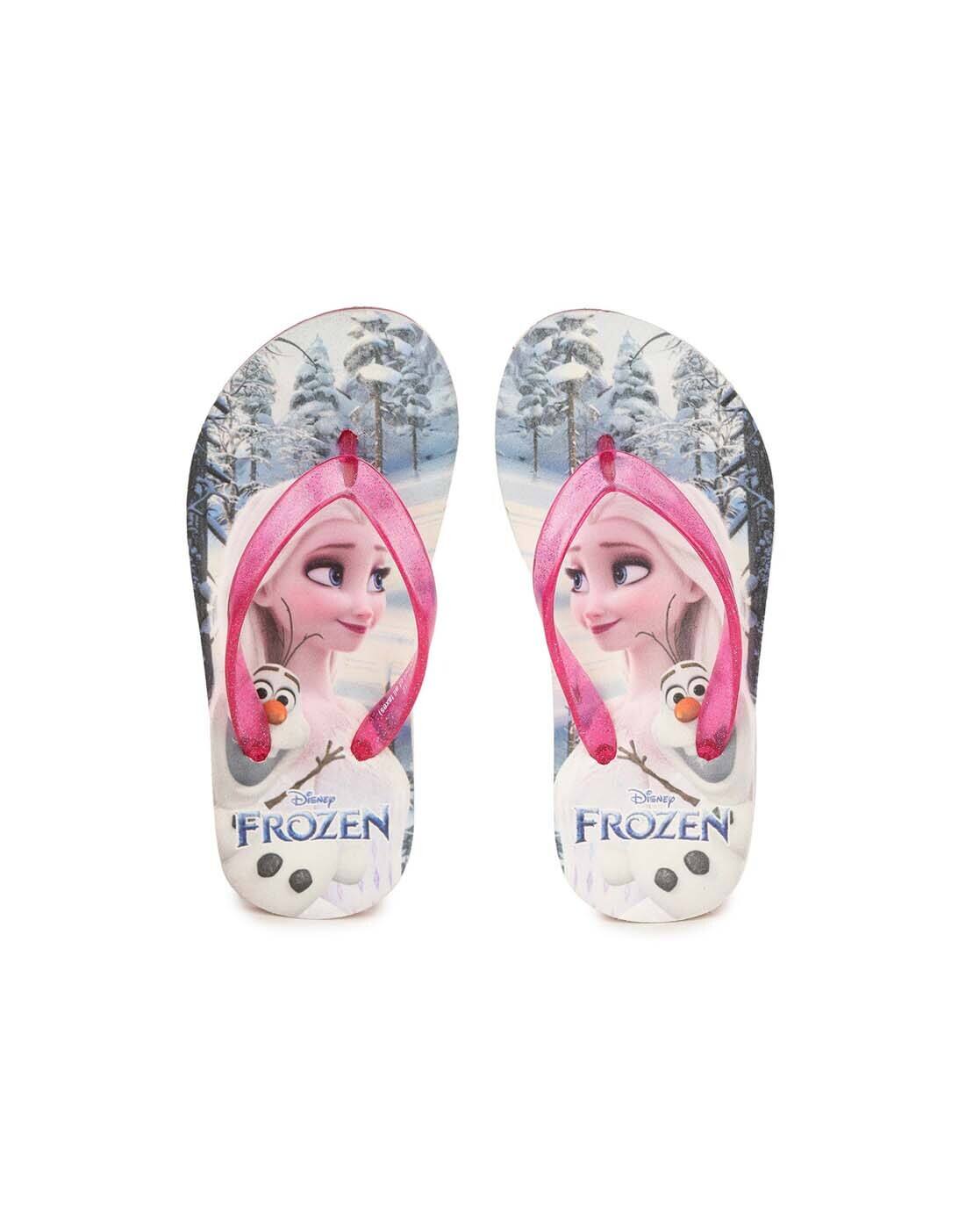 Girls Frozen Print Thong-Strap Flip-Flops