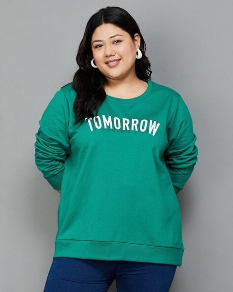 Plus size cheap green sweatshirt