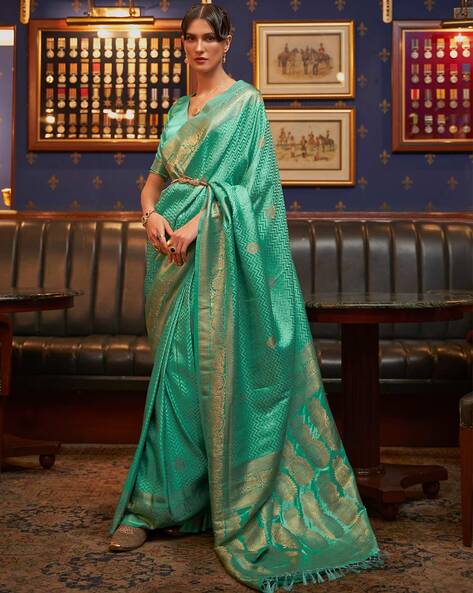 Buy Green Sarees for Women by SATRANI Online