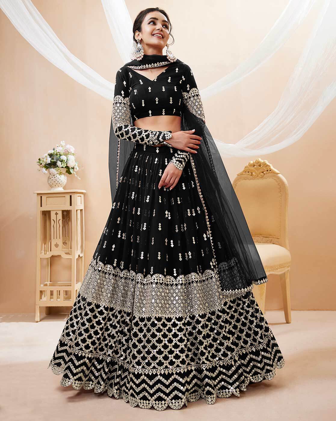 Shop Black designer Lehengas for Women Online | Aza Fashions