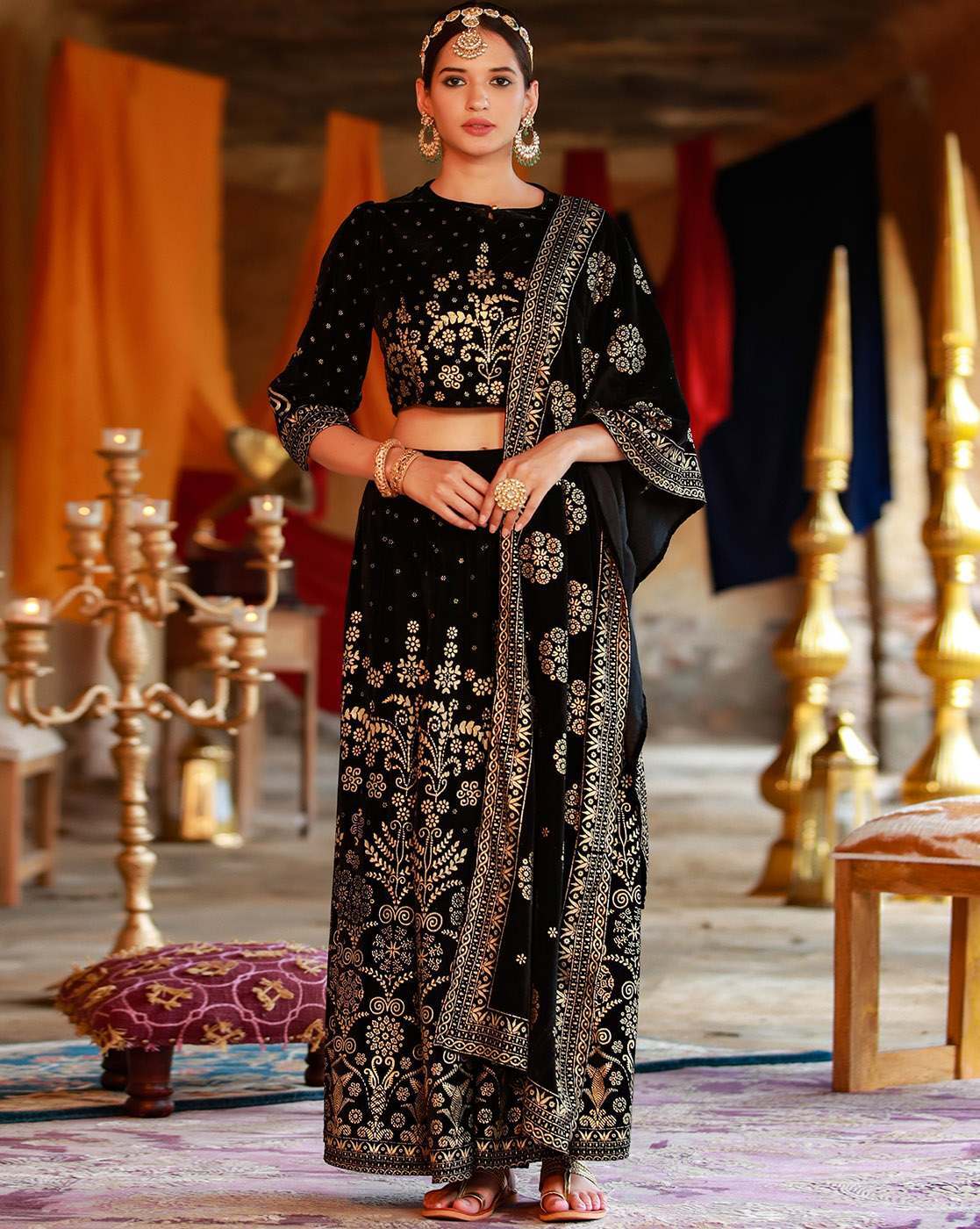 Amazing Black and Golden Colour Designer Lehenga Choli For Wedding | Golden  blouse designs, Party wear indian dresses, New saree blouse designs