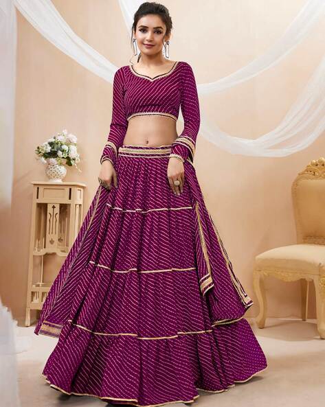 Pink Digital Printed Silk Layered Lehenga Choli 2528LG03