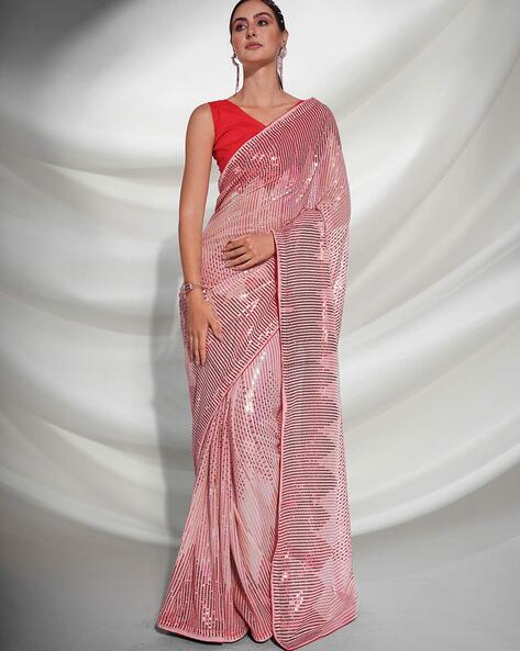 Buy Amazing Rani Pink Georgette Silk Digital Print Saree