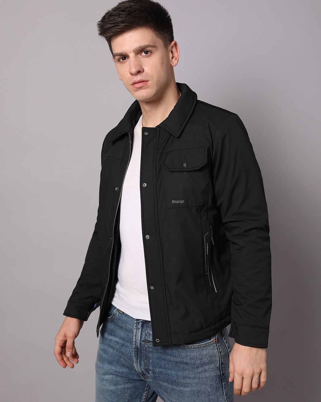 Buy Fort Collins Black Faux Leather Jacket - Jackets for Men 1632511 |  Myntra