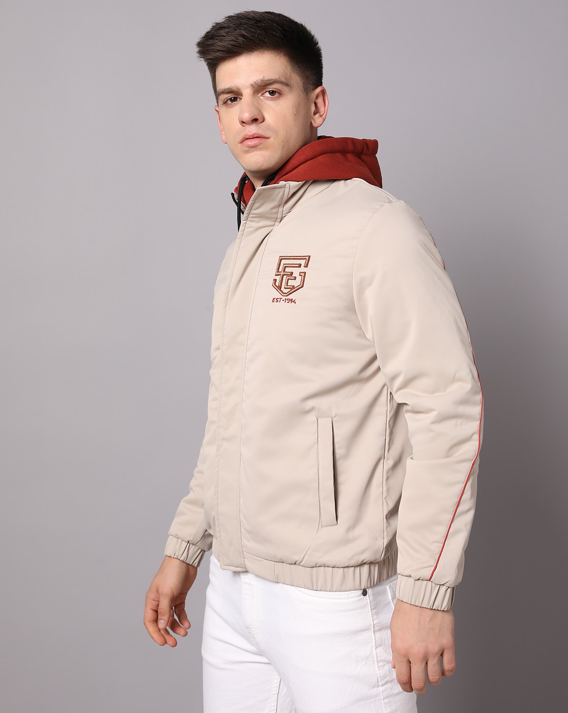 Buy Off White Dual Striped Windcheater Jacket for Men Online in India  -Beyoung