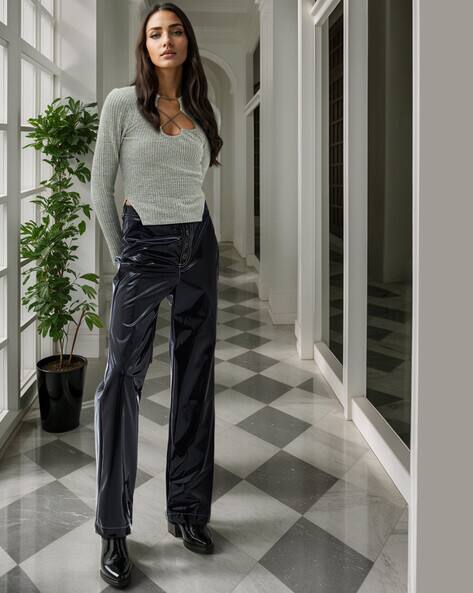 SAM Glossy Flat-Front Trousers