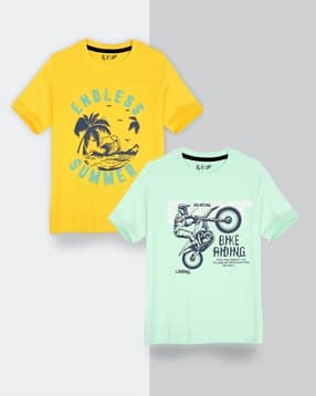 j & jp Pack of 2 Typographic Print Round-Neck T-Shirts-picture-46