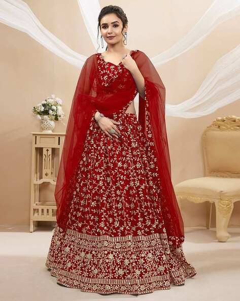 Buy Red Heavy Net with Art Silk Stylish Party Wear Lehenga Choli with  Dupatta Online - LEHV2287 | Appelle Fashion