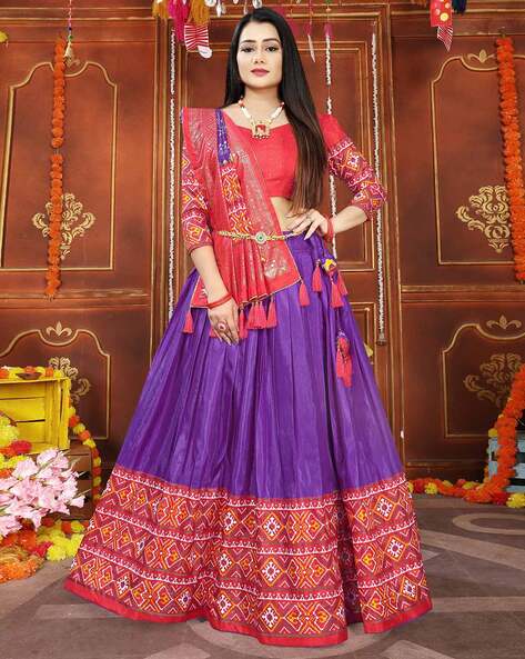 Brocade Swati Purple Lehenga with Organza Dupatta