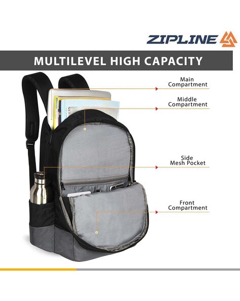 ZIPLINE Unisex Casual Polyester 36 L Backpack School Bag Women Men Boys  Girls Children Daypack College Bag Book School Sports Bag Weekend Bag |  Distribution Wala