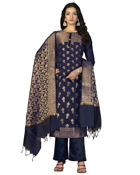 Women Embroidered Unstitched Dress Material Price in India