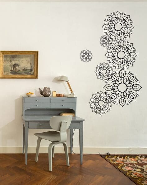 Symmetrical Floral Print Wall Sticker 39