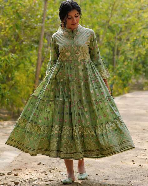 ATHARVA Hand Embroidery Anarkali Plazzo Dress/pista Green/lucknowi  Embroidery/georgette/custom Stitching/front Cut/plazzo/sharara/ak5006 - Etsy