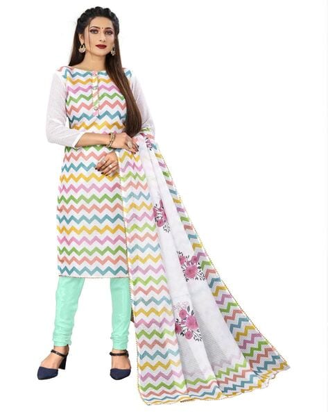 Chevron 3-Piece Unstitched Dress Material Price in India