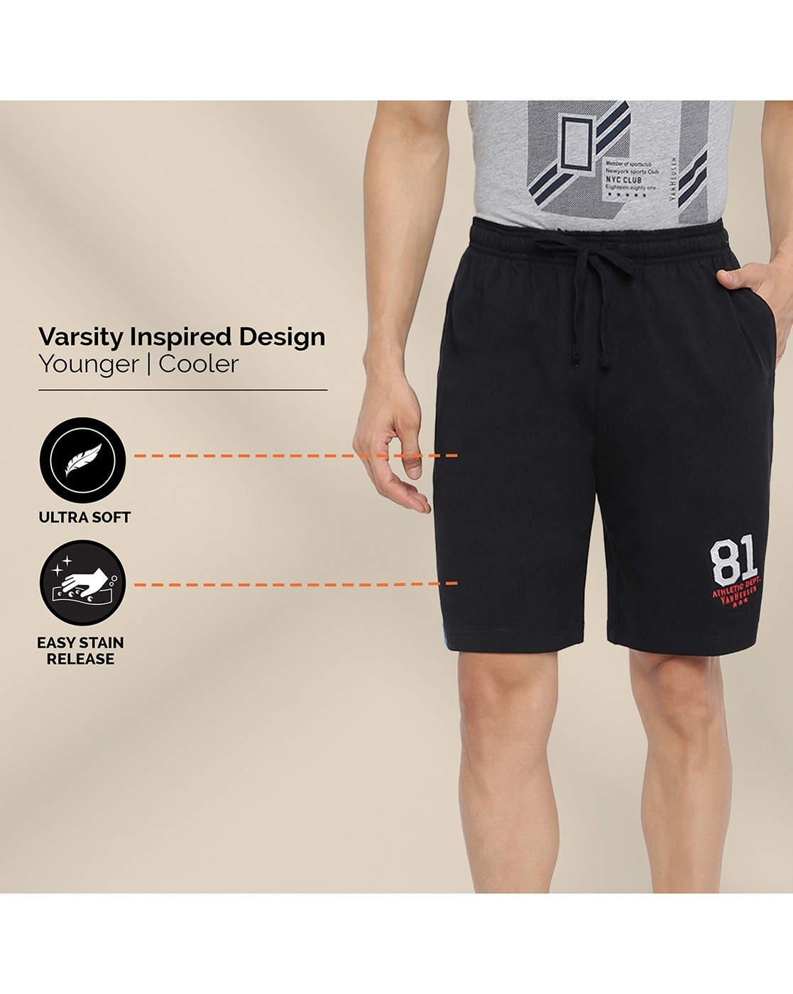 Buy Grey Shorts & 3/4ths for Men by VAN HEUSEN Online