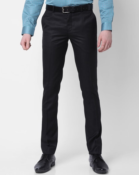 Buy J. HAMPSTEAD Cotton Slim-Fit Solid Formal Trouser for Men (Navy, 38)  (J8199B) at Amazon.in