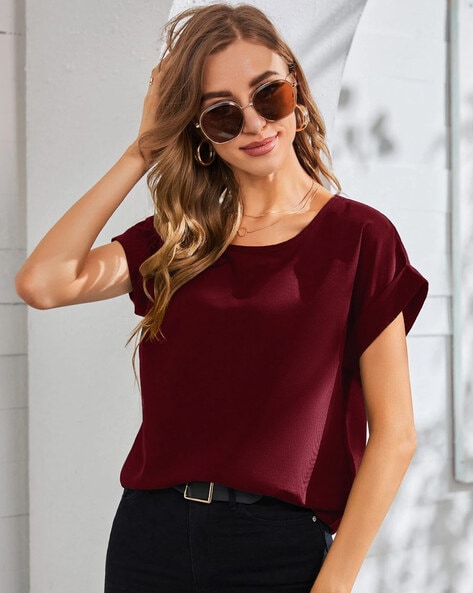 Maroon sales chiffon top