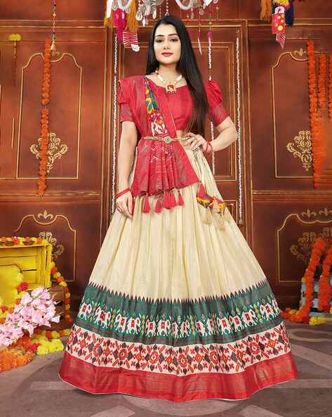 Buy Janasya Women's Green Crepe Silk Digital Floral Printed Lehenga Choli  With Dupatta Online at Best Prices in India - JioMart.