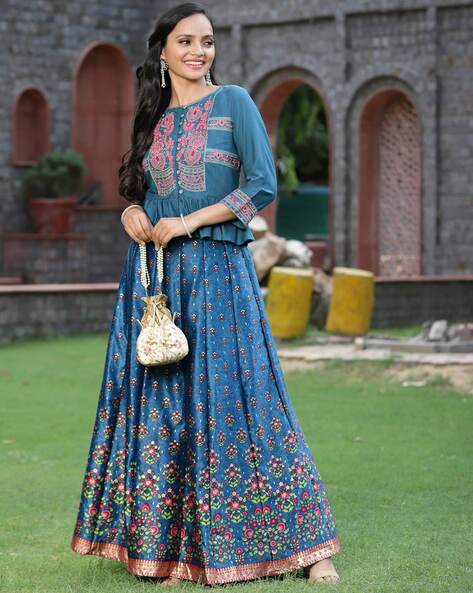 Buy Om Creation Embroidered Anarkali Lehenga Suit | Salwar Suit Gown for  women | Semi-Stitched Top and Duppata With Full-Stitched Lehenga at  Amazon.in