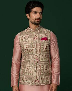 Men Sleeveless Regular Fit Nehru Jacket-image-37