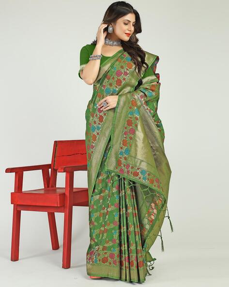 Sale Royal Blue And Persian Green Soft Silk Half And Half Saree|SARV116063