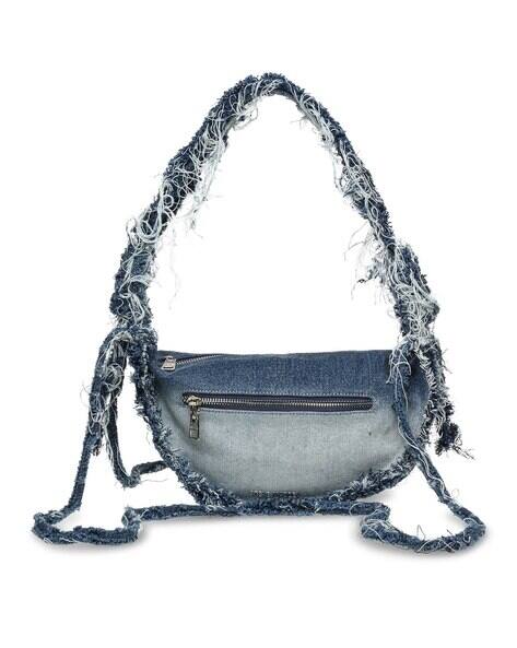 STEVE MADDEN Boslo Distressed Denim Shoulder Bag